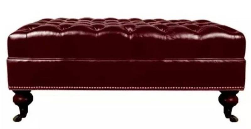 Xlmoebel Sitzbank Leder Luxuspolster Chesterfield Fußhocker Ottomane Sofort (1-St), Hergestellt In Europa von Xlmoebel