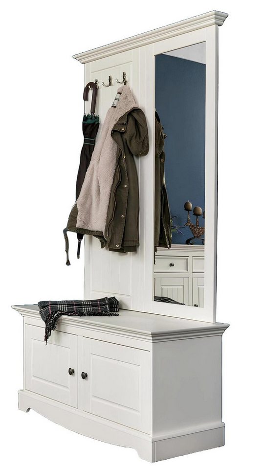 Xlmoebel Schuhschrank Bauernhaus Holz Garderobe mit Schuhregal 2-teiliges Set. (Schuhschrank + Kleiderbügel) Hergestellt in Europa von Xlmoebel
