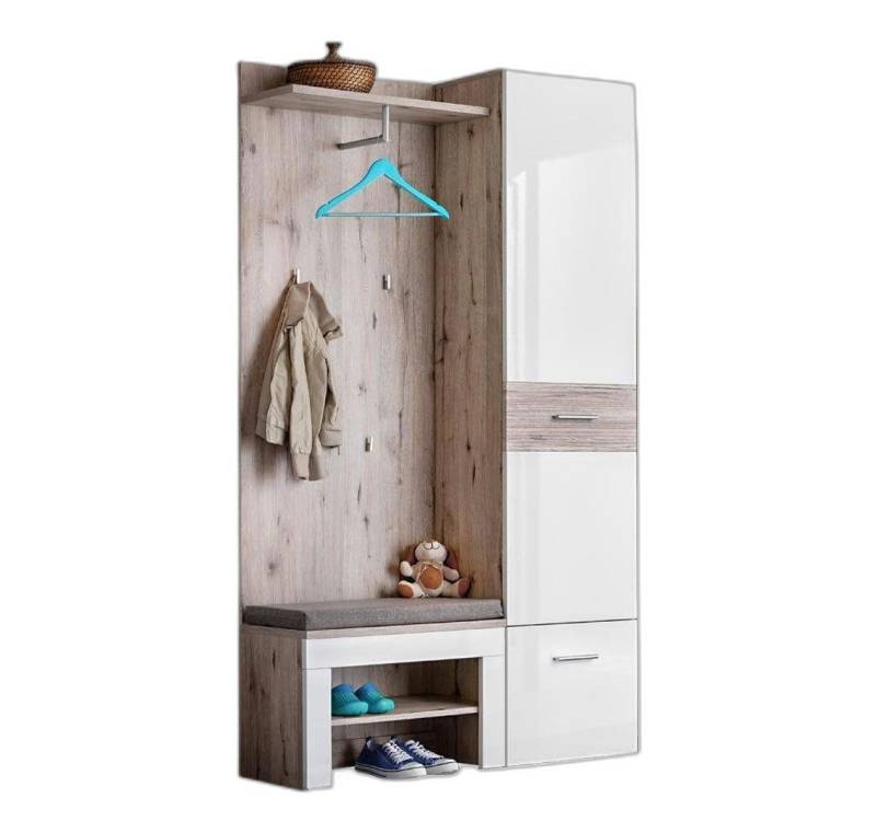 Xlmoebel Garderobenschrank Flur Aufbewahrung Set Zeitgemäßes Design Stil Premium Schrank Holz (4-St., Eingangshalle Set, Kleiderständer, Schrank, Schuhregal) Hergestellt in Europa von Xlmoebel
