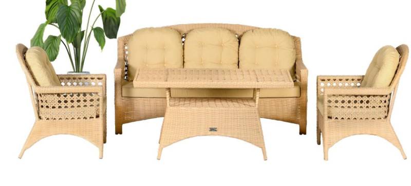 Xlmoebel Gartenlounge-Set 4-teiliges Gartenmöbel-Set für die Terrasse mit Sofa und Couchtisch, (Garten Möbel Set 4tlg (Sofa 3 Sitzer + 2x Sessel + Couchtisch), Hergestellt in Europa von Xlmoebel