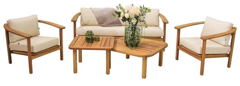 Xlmoebel Gartenlounge-Set Exklusives Gartenmöbel-Ensemble 3+1+1 Sitzplätze Hochwertiges Holz-Set, (5tlg Gartenmöbel Set (Sofa 3 Sitzer + 2x Sessel + 2x Couchtische), Hergestellt in Europa von Xlmoebel
