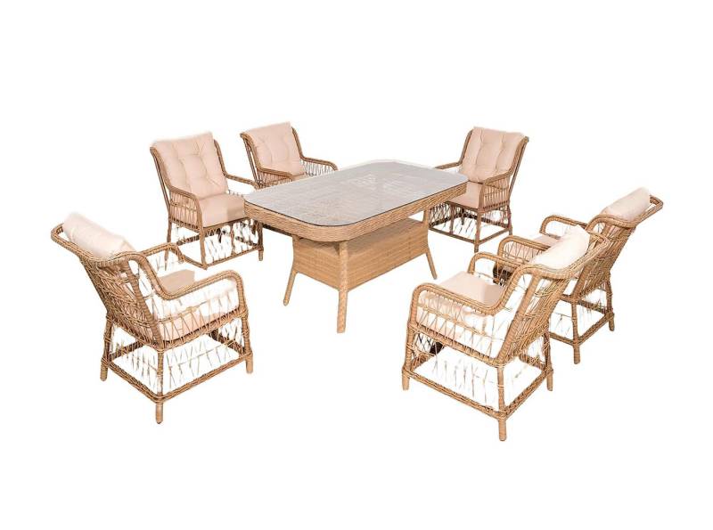 Xlmoebel Gartenlounge-Set Exquisites Rattan-Gartenmöbel-Set 7-teilig mit Tisch und Sesseln., Hergestellt in Europa von Xlmoebel