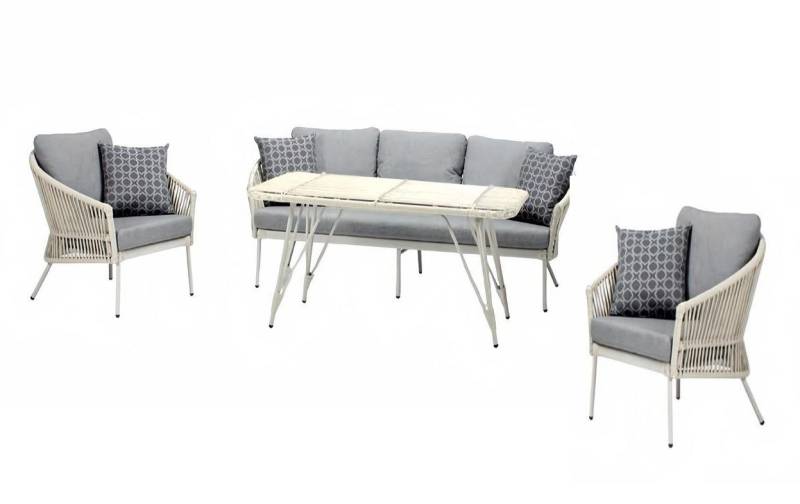 Xlmoebel Gartenlounge-Set Gartenmöbel-Set aus Rattan für Lounge-Ecke auf Terrasse oder Balkon, (4tlg Set(Sofa 3 Sitzer+2x Sessel+Couchtisch), Hergestellt in Europa von Xlmoebel