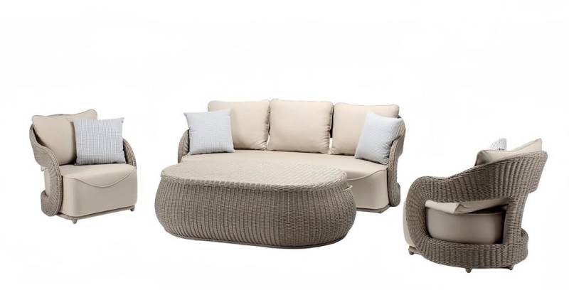 Xlmoebel Gartenlounge-Set Gartenmöbel-Set aus Rattan für den Außenbereich mit 4 Teilen., (4tlg Set(Sofa 3 Sitzer+2x Sessel+Couchtisch), Hergestellt in Europa von Xlmoebel