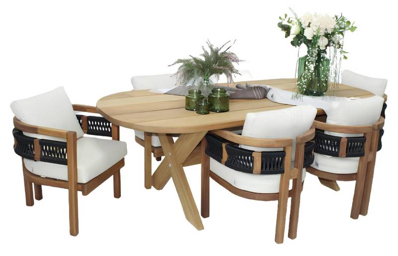 Xlmoebel Gartenlounge-Set Gartenmöbel Set mit Esstisch aus Holz und 6 Stühlen, Loungemöbel, Hergestellt in Europa von Xlmoebel