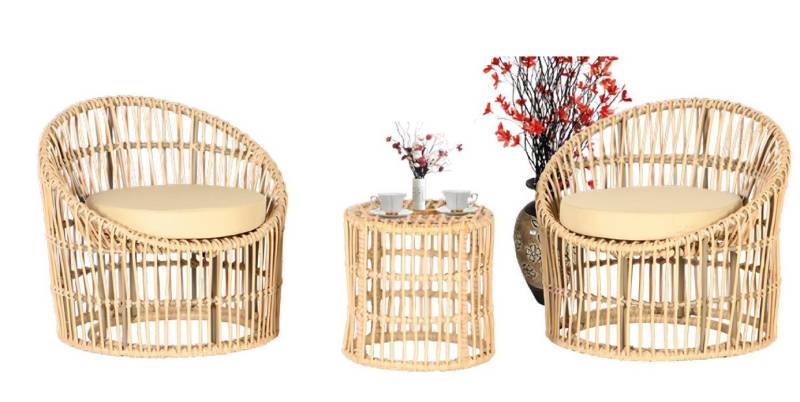 Xlmoebel Gartenlounge-Set Hochwertiges 3-teiliges Gartenmöbel-Set mit Sitzmöbeln, Garnitur, (3-tlg., GartenMöbel Set 3tlg (2x Sessel + Couchtisch), Hergestellt in Europa von Xlmoebel