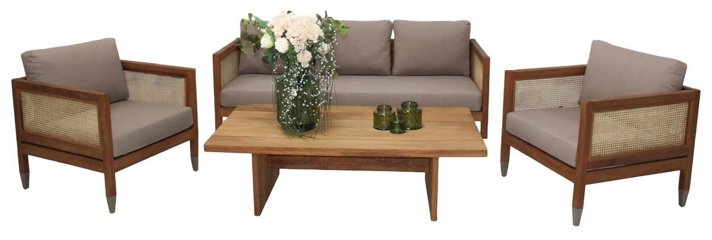 Xlmoebel Gartenlounge-Set Hochwertiges Designer-Sofa-Set mit 3+1+1 Sitzplätzen, (4tlg Gartenmöbel Set (Sofa 3 Sitzer + 2x Sessel + Couchtisch), Hergestellt in Europa von Xlmoebel
