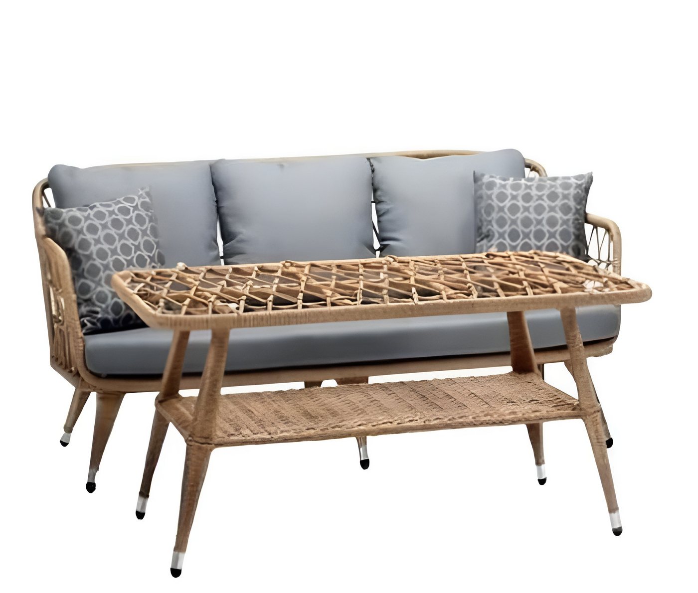 Xlmoebel Gartenlounge-Set Luxuriöse Gartenmöbel-Set mit einem 3-Sitzer-Sofa, einem Couchtisch, (2tlg Set(Sofa 3 Sitzer+Couchtisch), Hergestellt in Europa von Xlmoebel