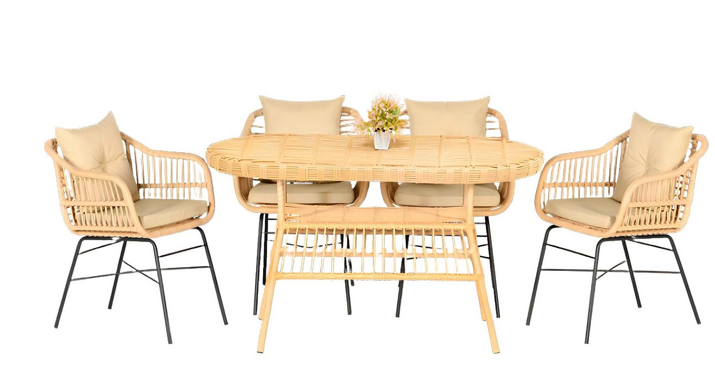 Xlmoebel Gartenlounge-Set Luxuriöses Design-Set für Gartenmöbel: Esstisch mit vier Stühlen, (Garten Möbel Set 5tlg (Esstisch + 4x Stühle), Hergestellt in Europa von Xlmoebel