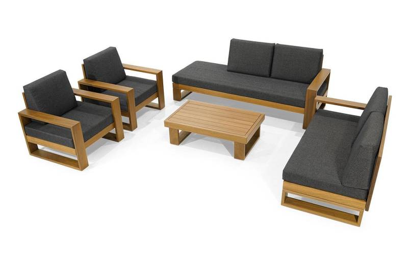 Xlmoebel Gartenlounge-Set Moderne Gartenmöbelset mit graubrauner Polsterung und zeitgemäßem, (Gartenmöbel-Set (3+2+1+1 + Couchtisch), Hergestellt in Europa von Xlmoebel