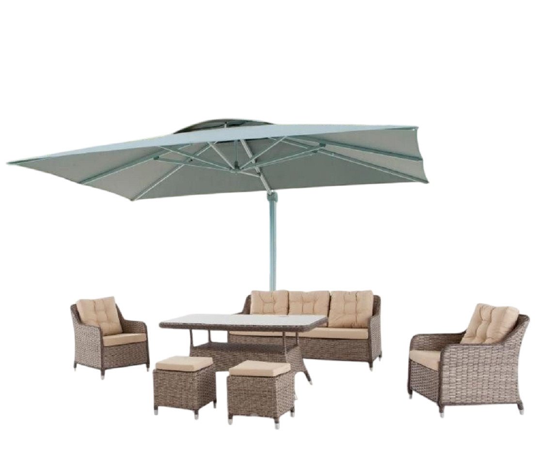 Xlmoebel Gartenlounge-Set Neue 6-teilige Garnitur für Terrasse mit modernen Gartenmöbeln: Tisch, (6tlg.Veranda Set (Sofa 2 + 1 + 1 Sitzer + Esstisch + 2x Hocker), Hergestellt in Europa von Xlmoebel