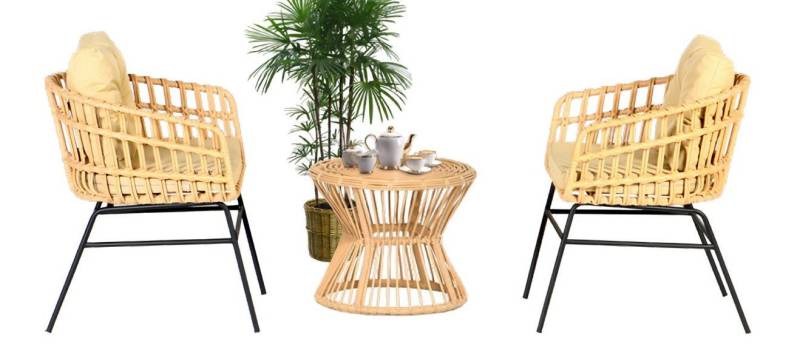 Xlmoebel Gartenlounge-Set Neues modernes 3-teiliges Gartenmöbel-Set für die Terrasse mit Sofa, (GartenMöbel Set 3tlg (2x Sessel + Couchtisch), Hergestellt in Europa von Xlmoebel