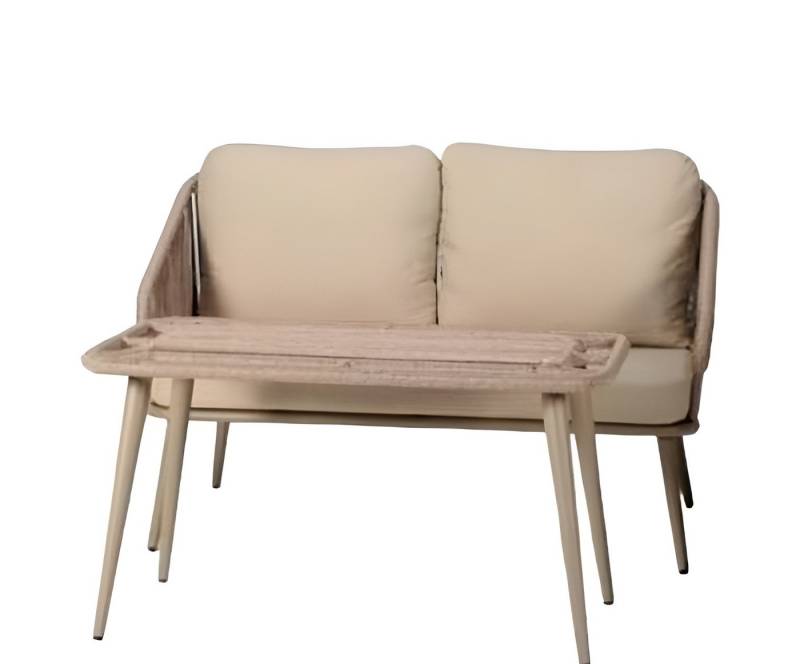 Xlmoebel Gartenlounge-Set Stilvolle Beige Gartenmöbel mit Sessel und exquisitem Couchtisch -, (2tlg Set(Sofa 2 Sitzer+Couchtisch), Hergestellt in Europa von Xlmoebel