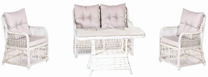 Xlmoebel Gartenlounge-Set Zeitgemäße Gartenmöbel 4-teilig: Esstisch, Stühle, Hocker, (4-tlg., 4 TLG. GARTENMÖBEL SET (2-SITZER SOFA + 2X SESSEL + COUCHTISCH), Hergestellt in Europa von Xlmoebel