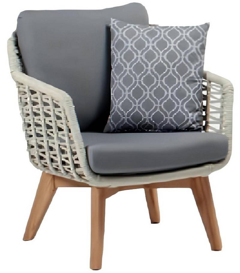 Xlmoebel Gartensessel Stuhl Gestaltung Grau Premium Zeitgemäß Rattan Lounge Club (Sessel), Hergestellt in Europa von Xlmoebel