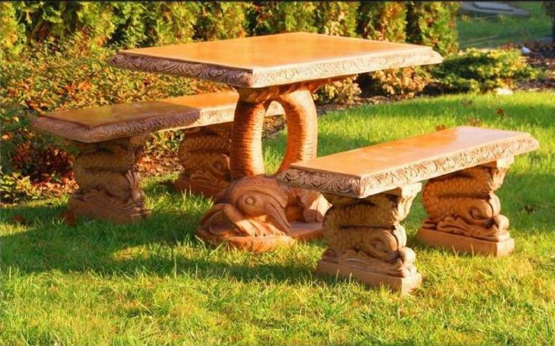 Xlmoebel Gartentisch Gartenmöbel im antiken Stil aus rustikalem Stein für die (Gartentisch), Hergestellt in Europa von Xlmoebel