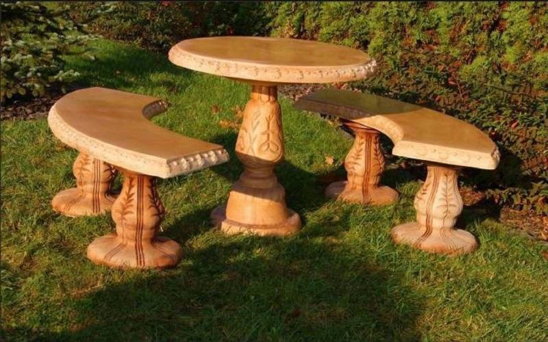 Xlmoebel Gartentisch Gartenmöbel im römischen Stil: Runder Steintisch für die Terrasse - (Tisch), Hergestellt in Europa von Xlmoebel