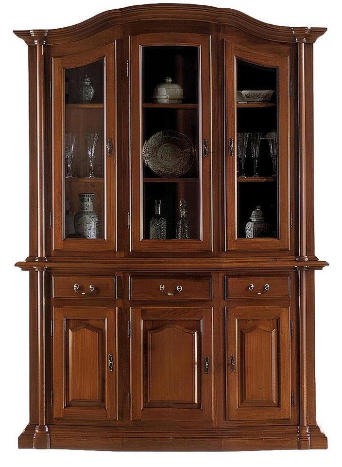 Xlmoebel Glasvitrine Wohnzimmermöbel Eiche Vitrine Echtholz Anrichte Massivholz Vitrine (Vitrine) Hergestellt in Italy von Xlmoebel