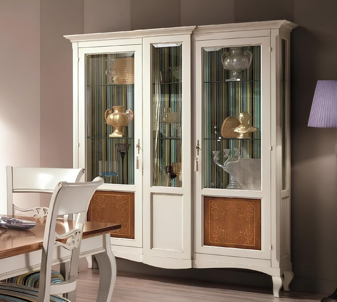 Xlmoebel Glasvitrine Wohnzimmermöbel Holzregal Bücherschrank Italienisch Design Büroregal (Vitrine) Hergestellt in Italy von Xlmoebel