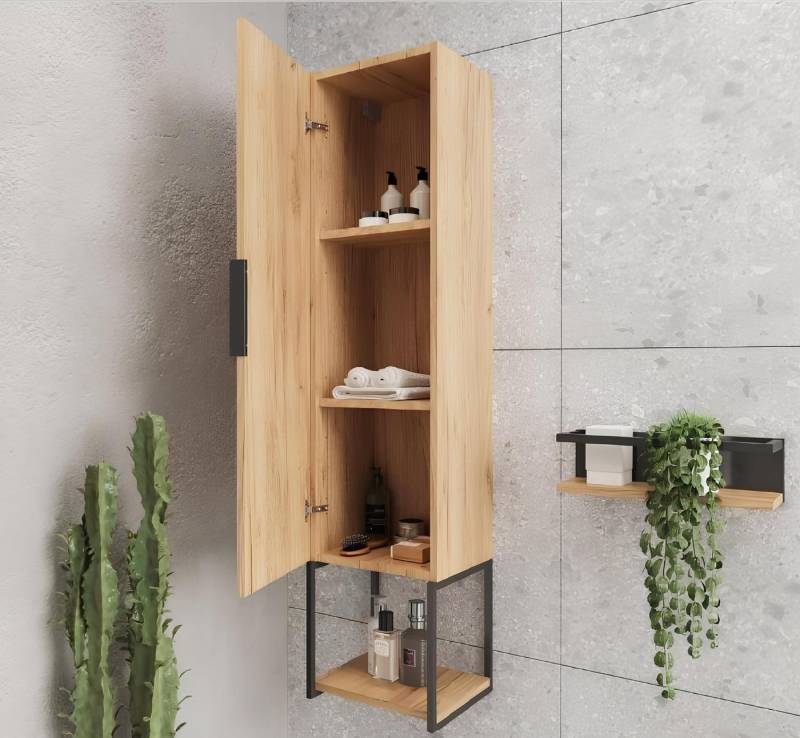 Xlmoebel Hängeschrank Brauner Badezimmer-Wandhängeschrank mit Regalen (Wandschrank) Hergestellt in Europa von Xlmoebel