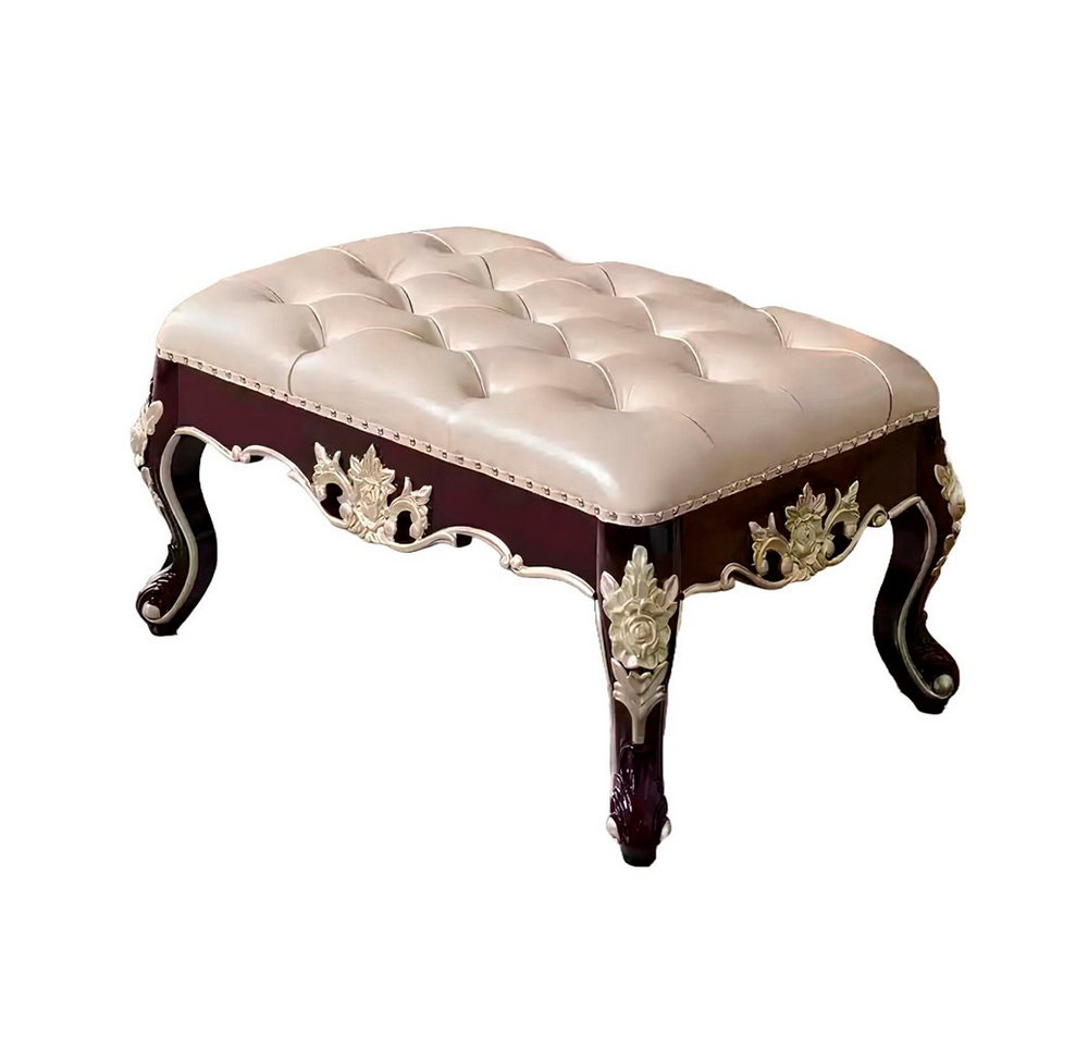 Xlmoebel Hocker Ein eleganter neuer perlweißer Chesterfield-Hocker im Schlafzimmer. (Hocker), Hergestellt in Europa von Xlmoebel
