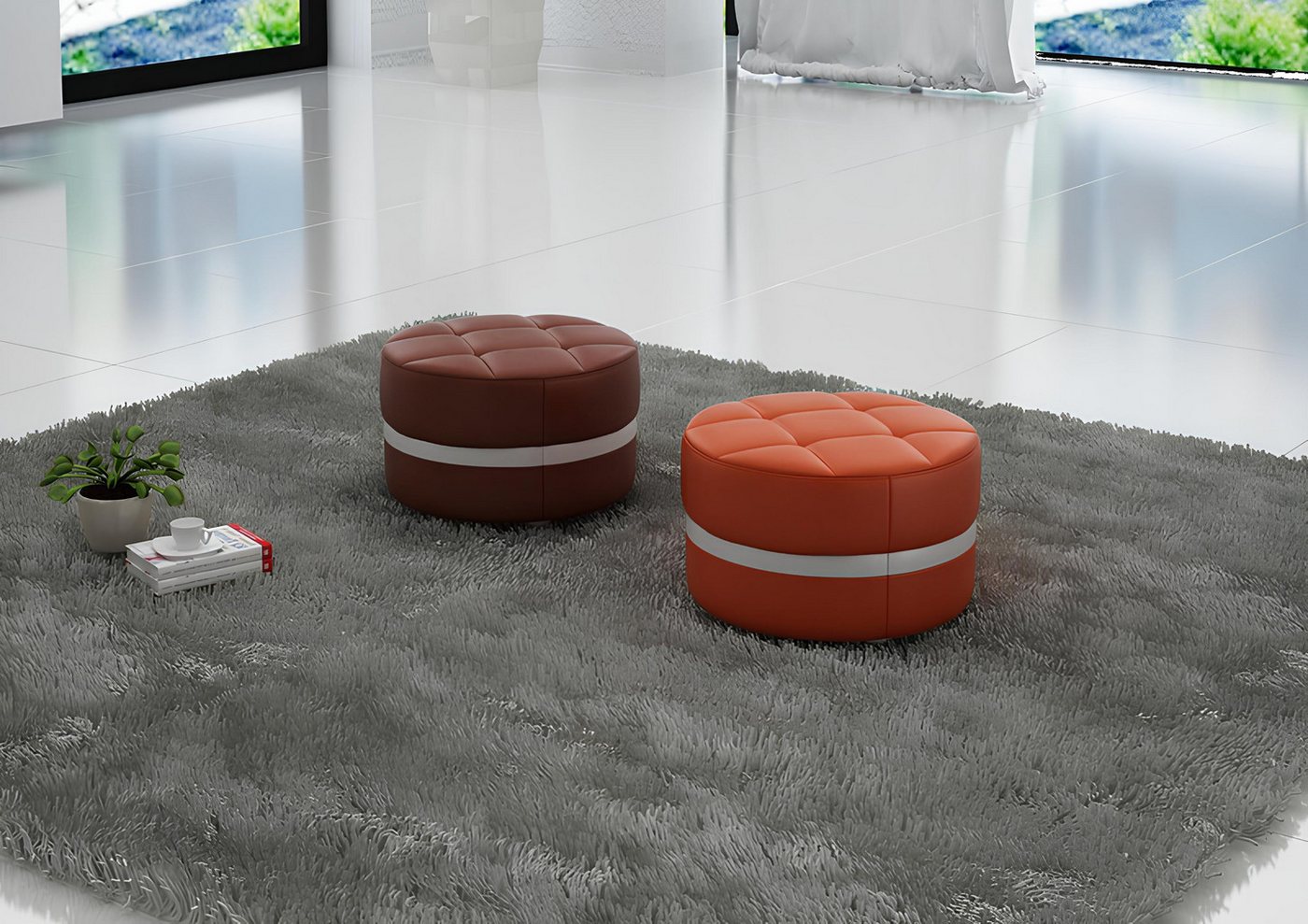 Xlmoebel Hocker Gepolsterter Design-Hocker Fußhocker Ottomane Sitz Chaise Pufa FT003 (Pufa FT003), Hergestellt in Europa von Xlmoebel