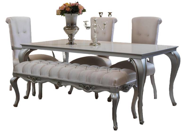Xlmoebel Hocker Luxuriöses Esszimmer-Ensemble mit sechs-teiligem Holztisch-Set, (Set 6tlg. (Esstisch + 2x Stühle + 2x Stühle mit Armlehne+ Hocker), Hergestellt in Europa von Xlmoebel