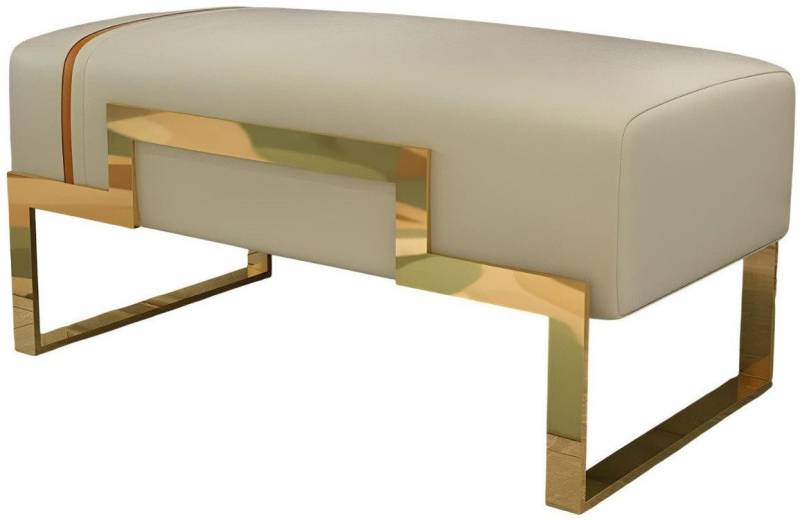 Xlmoebel Sitzbank Sitzbank mit Textil und Edelstahl in Beigefarbenem Design (1-St., Hocker), Hergestellt in Europa von Xlmoebel