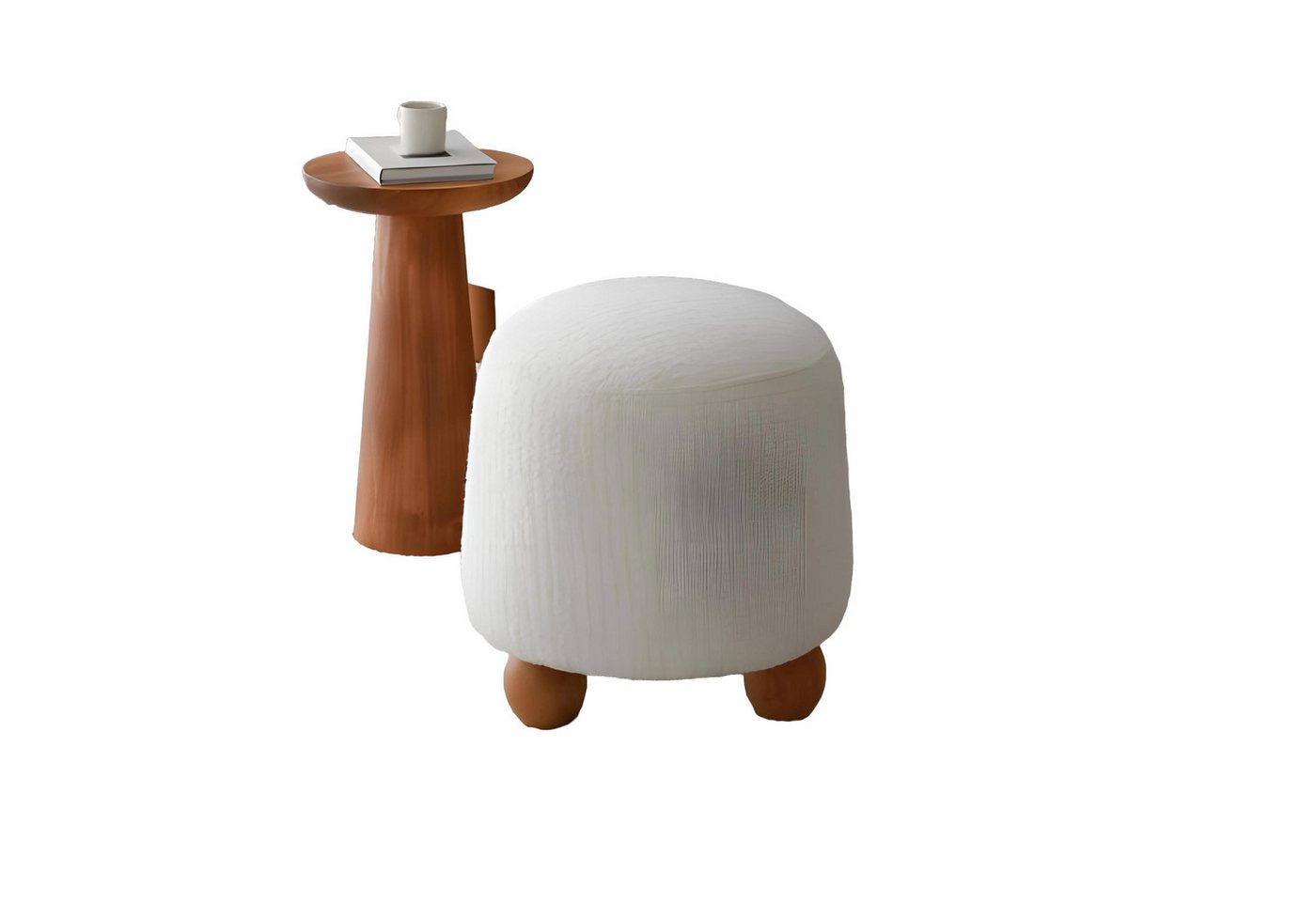 Xlmoebel Hocker Weißer Stoff-Sitzhocker für das Wohnzimmer mit Hocker, Puff, Fußhocker (Hocker), Hergestellt in Europa von Xlmoebel