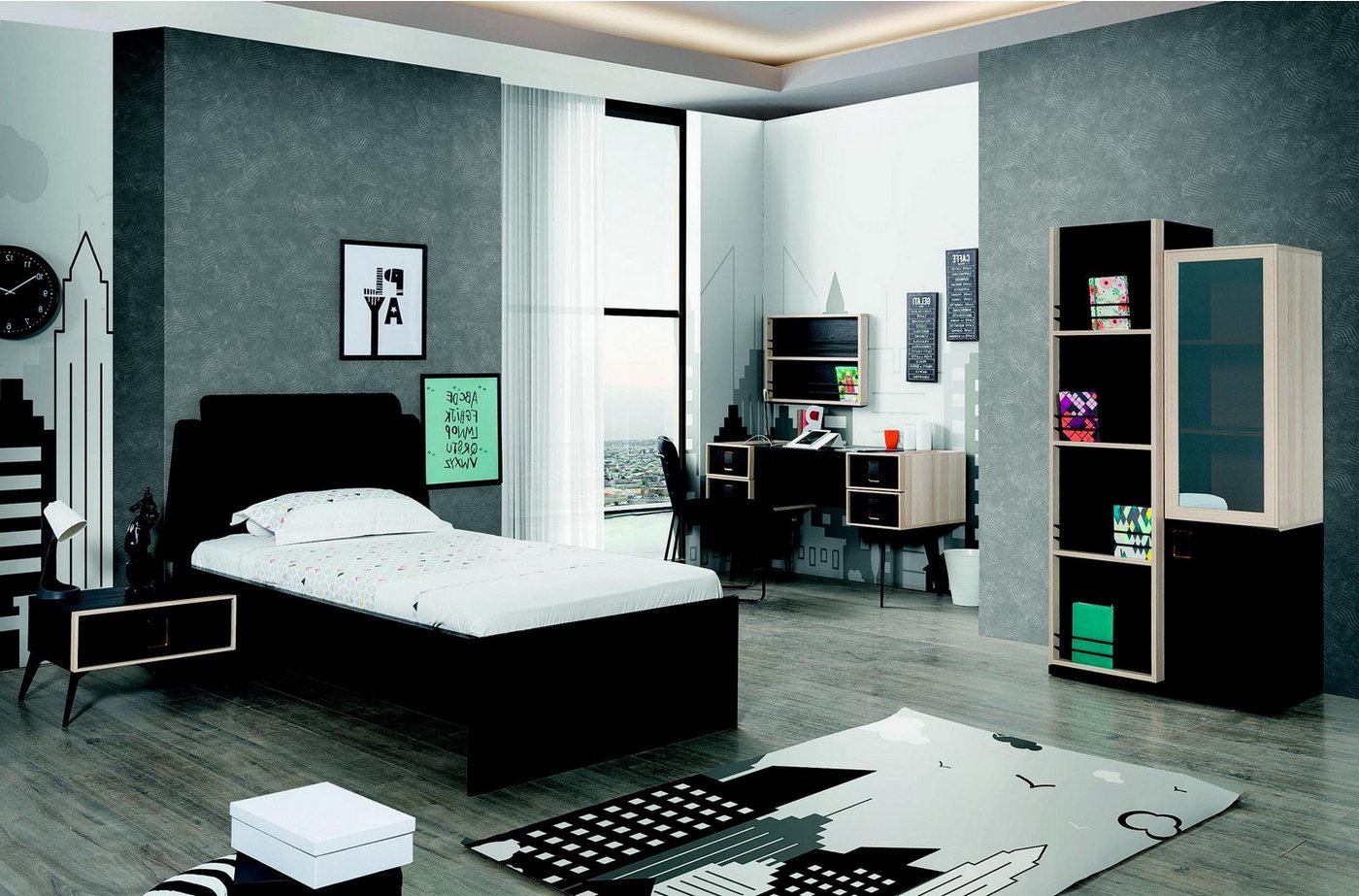 Xlmoebel Jugendzimmer-Set Designer Jugendzimmer Set mit Bett, Kinderzimmermöbeln und Nachttisch, (Schlafzimmer-Set), Hergestellt in Europa von Xlmoebel