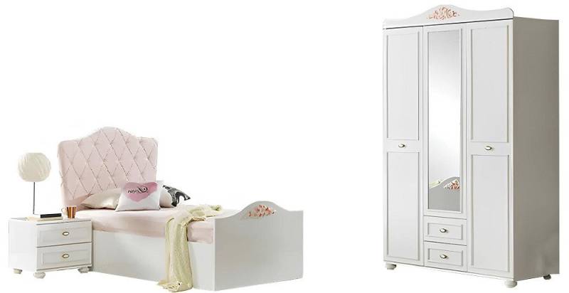 Xlmoebel Jugendzimmer-Set Kindermöbel-Set in Weiß mit Kinderbett, Nachttisch und Schrank, (Kinderzimmer 3tlg (Bett + Nachttisch + Schrank), Hergestellt in Europa von Xlmoebel