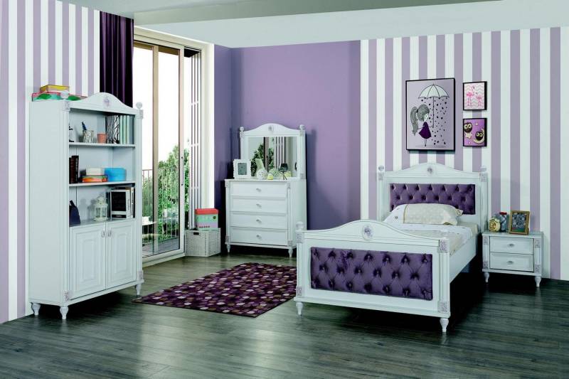 Xlmoebel Jugendzimmer-Set Neues 4-teiliges Set für ein modernes Jugendzimmer mit Bett, (Set 4 tlg. (Bett + Nachttisch + Kommode + Bücherregal), Hergestellt in Europa von Xlmoebel