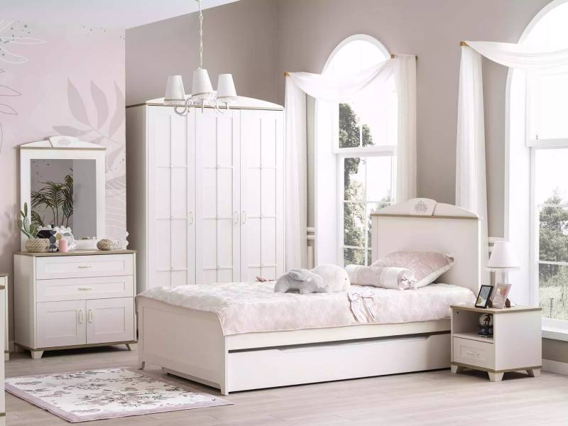 Xlmoebel Jugendzimmer-Set Neues 5-teiliges Set in Weiß mit einem Kinderbett, einem funktionalen, (Bett), Hergestellt in Europa von Xlmoebel