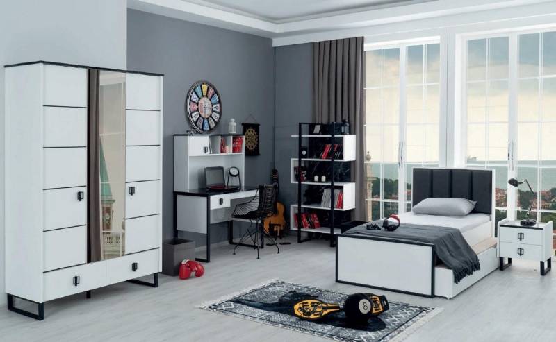 Xlmoebel Jugendzimmer-Set Set für Jugendzimmer mit Bett, Nachttisch, Bücherregal, Schreibtisch, (Schlafzimmer-Set), Hergestellt in Europa von Xlmoebel