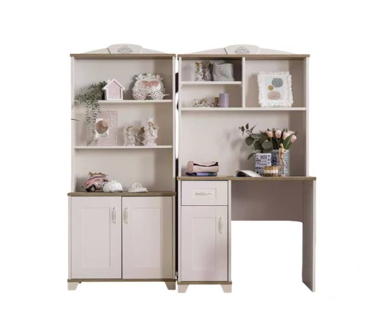 Xlmoebel Jugendzimmer-Set Stylischer Computertisch aus Holz mit weißem Bücherregal, (3-tlg., Set 3tlg Schreibtisch + 2xBücherregal), Hergestellt in Europa von Xlmoebel