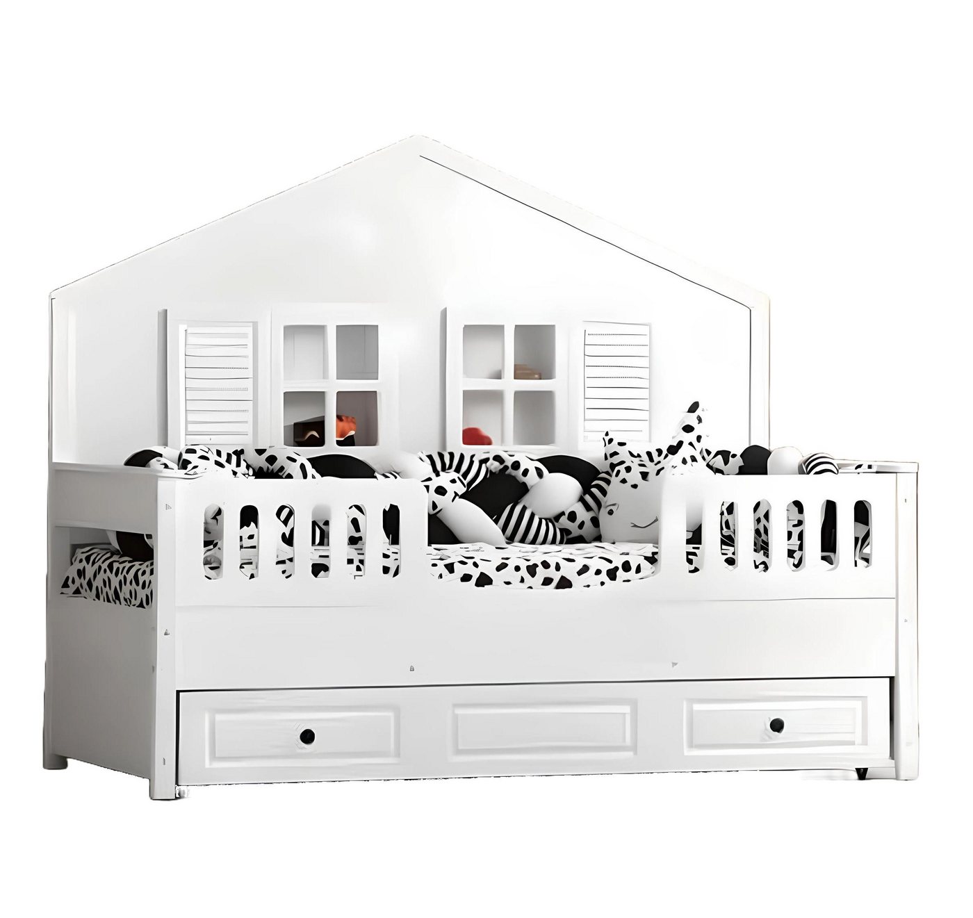 Xlmoebel Kinderbett Ausziehbares weißes Holzbett für Kinder mit Funktionen, 90 x 200 cm. (1-tlg., Bett), Hergestellt in Europa von Xlmoebel