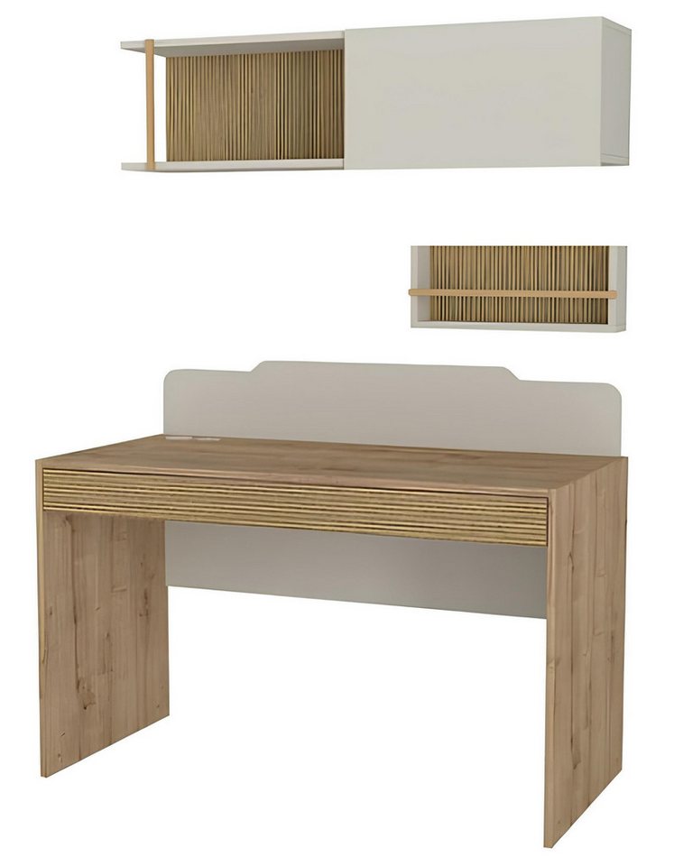 Xlmoebel Kinderschreibtisch Bequemer Schreibtisch für Jugendzimmer in Weiß mit modernen beige (Schreibtisch), Hergestellt in Europa von Xlmoebel