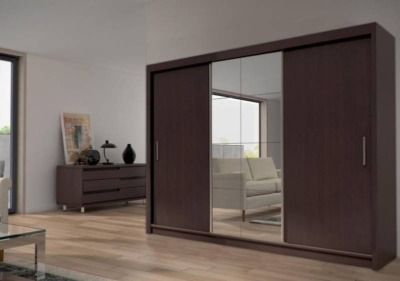 Xlmoebel Schwebetürenschrank Braun SchwebeTürenschrank Schlafzimmer Schwebe Türen 250cm (1-St., Kleiderschrank) Hergestellt in Europa von Xlmoebel