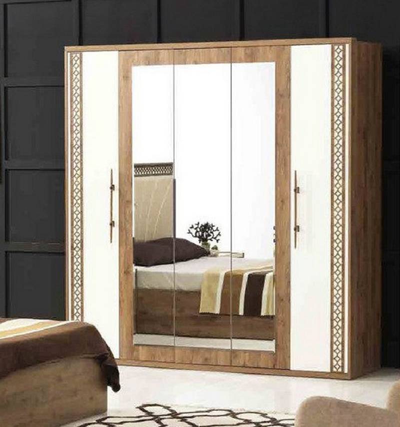 Xlmoebel Kleiderschrank Brauner Holz-Kleiderschrank mit Spiegel für das Schlafzimmer (1-St., Kleiderschrank) Hergestellt in Europa von Xlmoebel