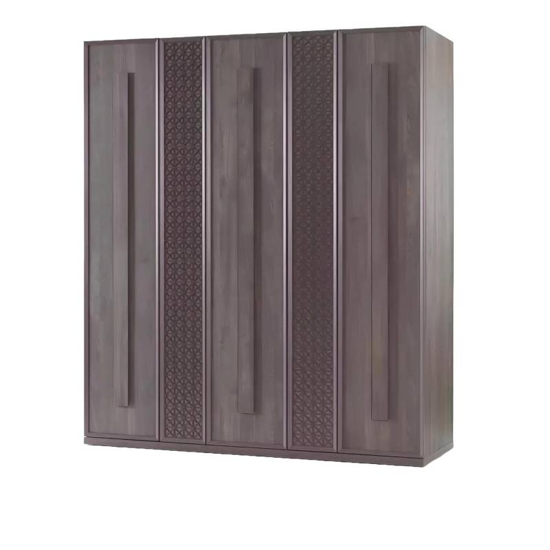 Xlmoebel Kleiderschrank Designer Holzschrank in Grau mit fünf Türen - Luxuriöser (1-St., Kleiderschrank) Hergestellt in Europa von Xlmoebel
