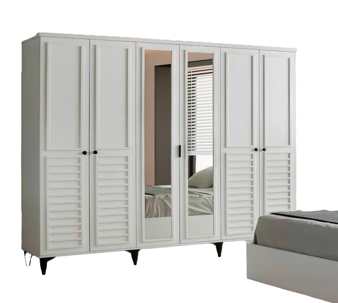 Xlmoebel Kleiderschrank Designer Kleiderschrank in Weiß mit 6 Türen für das Schlafzimmer (1-St., Kleiderschrank) Hergestellt in Europa von Xlmoebel