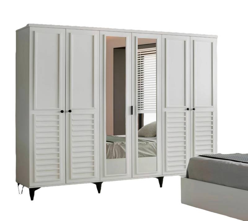 Xlmoebel Kleiderschrank Designer Kleiderschrank in Weiß mit 6 Türen für das Schlafzimmer (1-St., Kleiderschrank) Hergestellt in Europa von Xlmoebel