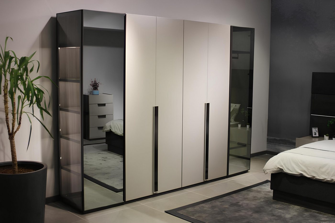 Xlmoebel Kleiderschrank Designer Kleiderschrank mit Spiegel - Luxuriöses (Kleiderschrank) Hergestellt in Europa von Xlmoebel
