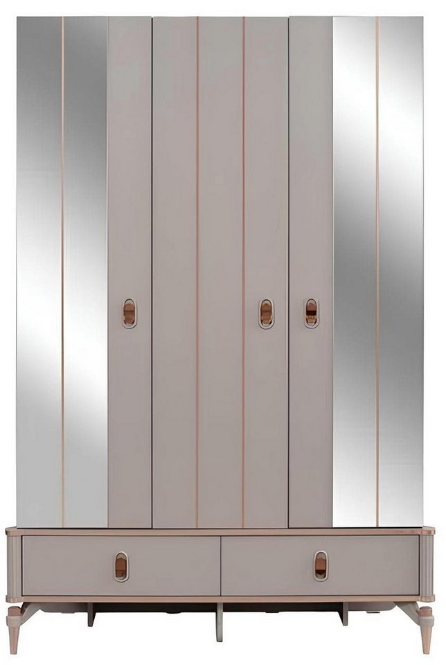 Xlmoebel Kleiderschrank Exklusiver Kinderschrank aus Holz in Beige mit Spiegel (1-St., Kleiderschrank) Hergestellt in Europa von Xlmoebel