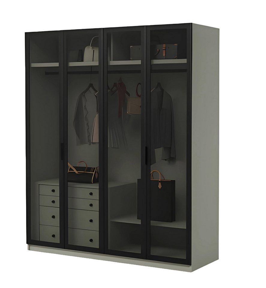 Xlmoebel Kleiderschrank Glas Kleiderschrank für das Schlafzimmer - modernes Möbelstück (4 Türen Kleiderschrank) Hergestellt in Europa von Xlmoebel