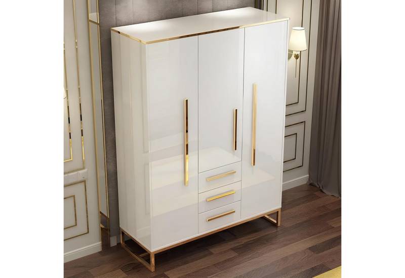Xlmoebel Kleiderschrank Hochglanz Weiß Luxus Kleiderschrank Designer Möbel Wohnen aus Holz (1-St., Kleiderschrank) Hergestellt in Europa von Xlmoebel