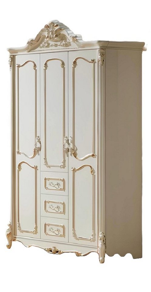Xlmoebel Kleiderschrank Holzschrank in Barock-Rokoko-Stil Weiß mit drei Türen (Kleiderschrank) Hergestellt in Europa von Xlmoebel
