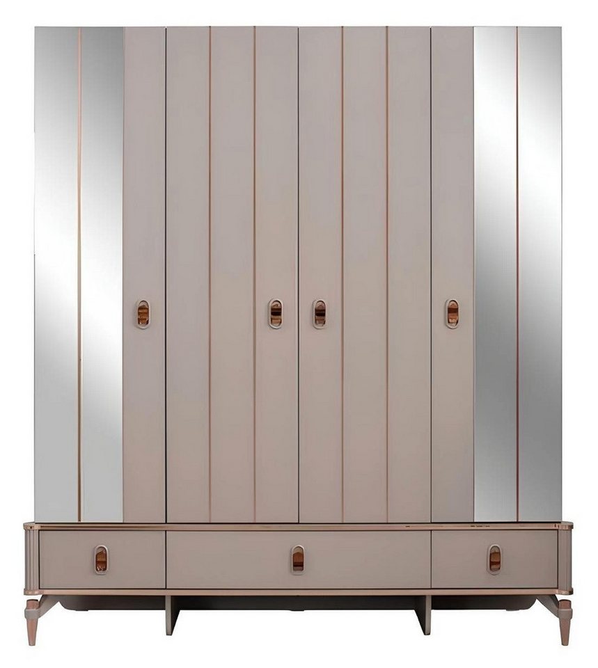 Xlmoebel Kleiderschrank Kinder Kleiderschrank aus Holz mit Spiegel in Beige (Kleiderschrank) Hergestellt in Europa von Xlmoebel