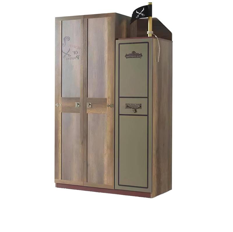 Xlmoebel Kleiderschrank Luxuriöser Kleiderschrank aus Holz für Kinder in Braun mit 3 Türen - (Kleiderschrank) Hergestellt in Europa von Xlmoebel