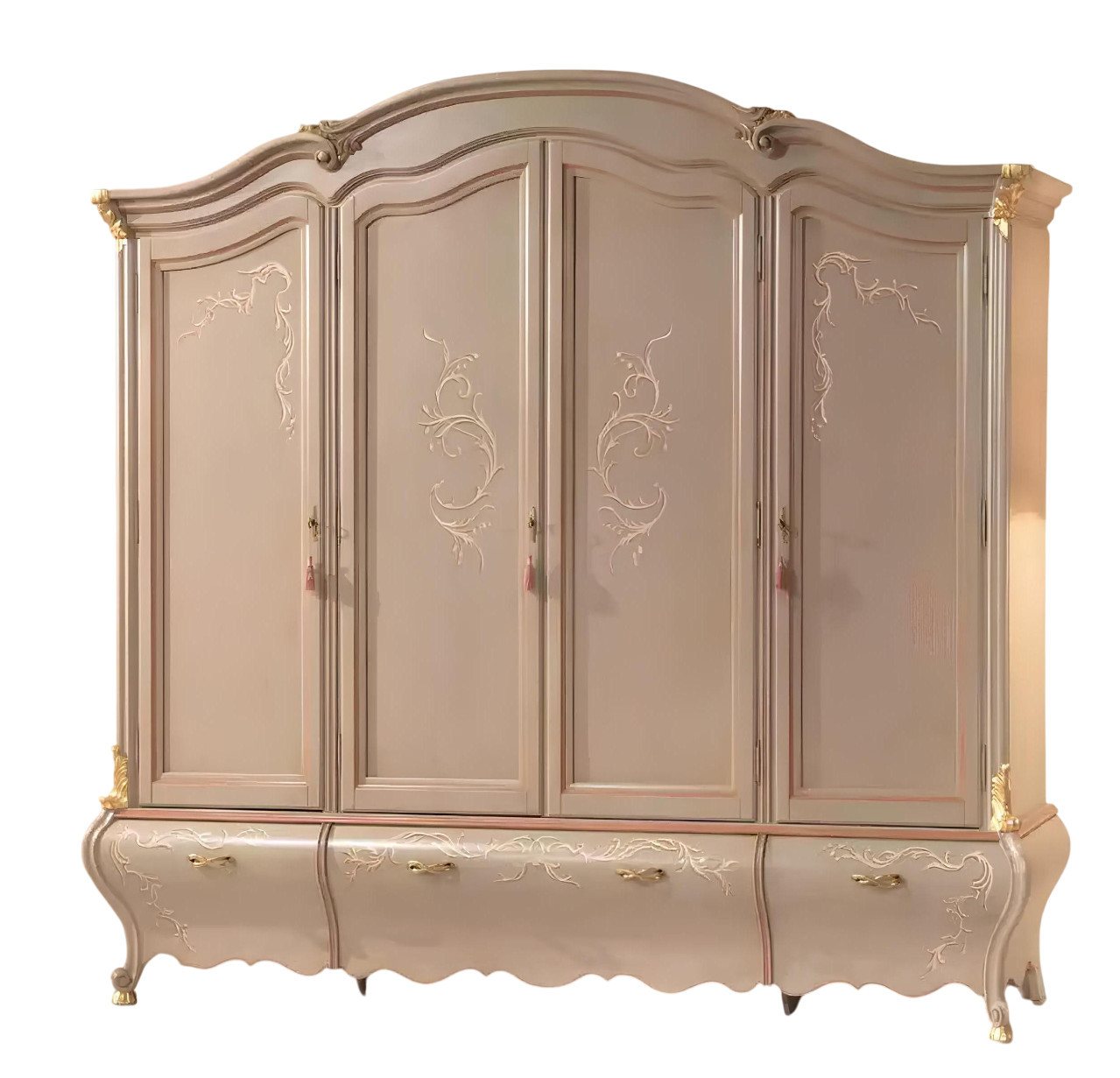 Xlmoebel Kleiderschrank Luxuriöser Massivholzschrank mit vier Türen in klassischem Design (1-St., Kleiderschrank) Hergestellt in Europa von Xlmoebel